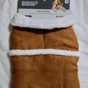 Friends Forever Faux Suede Brown Reversible Fleece Dog Vest MEDIUM NWT